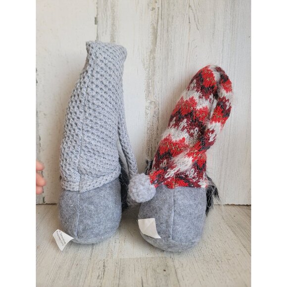 Gnome set plush gray weighted Xmas figure decor pattern unique - Picture 8 of 9